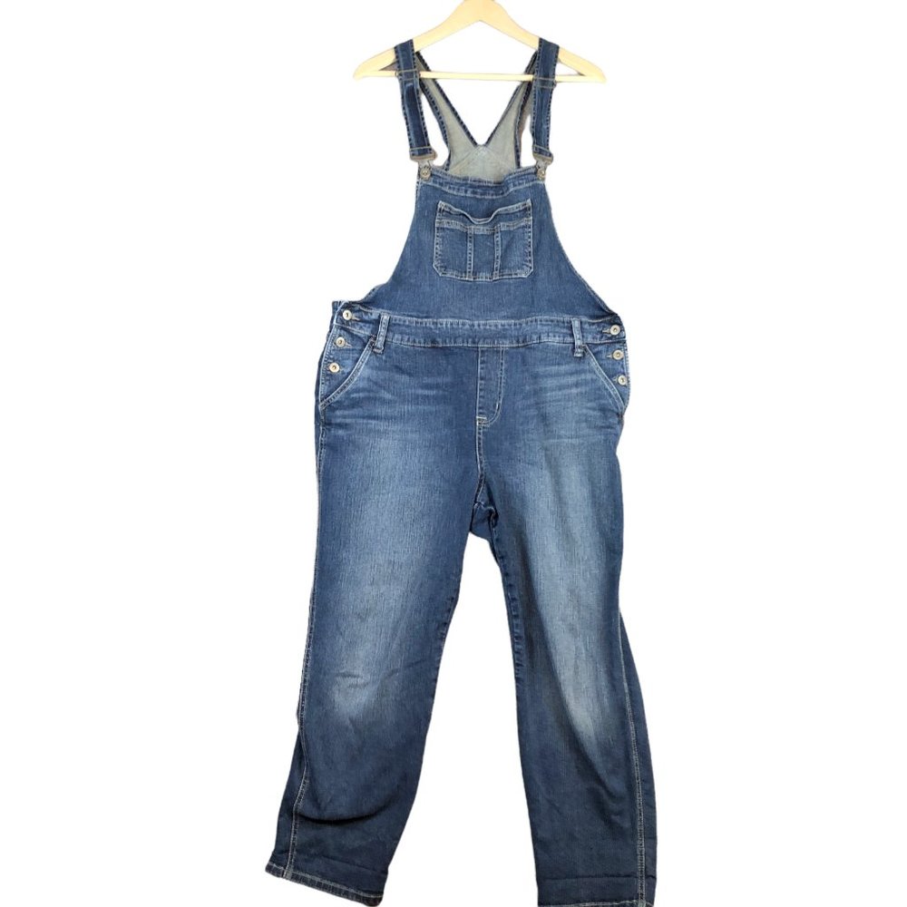 Torrid Overalls 20 Skinny Dark Wash Distressed Whiskered Stretch Skinny Womens